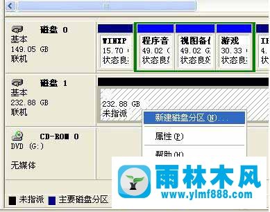 雨林木风XP系统硬盘分区的快捷操作技巧