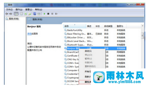 雨林木风bonjour服务已被禁用怎么办